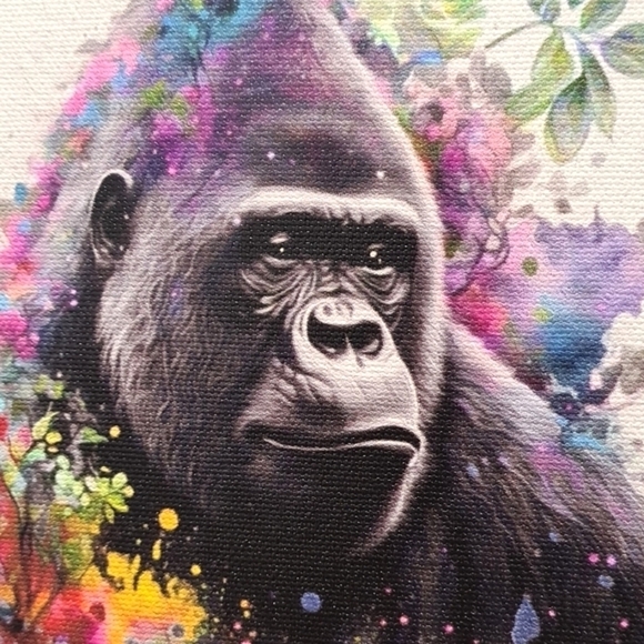 Silverback Gorilla Watercolor Oil Painting Canvas Wall Art Print - Picture 3 of 7